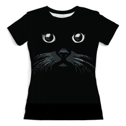 Заказать женскую футболку в Москве. Футболка с полной запечаткой (женская) котик от queen  - готовые дизайны и нанесение принтов.