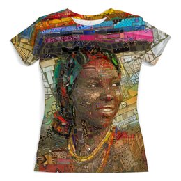 Заказать женскую футболку в Москве. Футболка с полной запечаткой (женская) Африка от Violet - готовые дизайны и нанесение принтов.