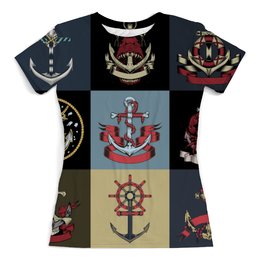 Заказать женскую футболку в Москве. Футболка с полной запечаткой (женская) моряк от THE_NISE  - готовые дизайны и нанесение принтов.
