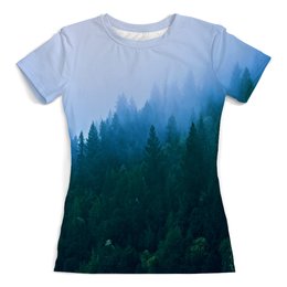 Заказать женскую футболку в Москве. Футболка с полной запечаткой (женская) Лесной пейзаж от THE_NISE  - готовые дизайны и нанесение принтов.