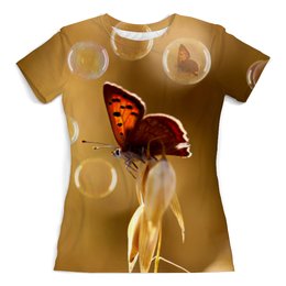 Заказать женскую футболку в Москве. Футболка с полной запечаткой (женская) Бабочка от weeert - готовые дизайны и нанесение принтов.