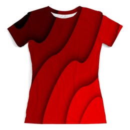 Заказать женскую футболку в Москве. Футболка с полной запечаткой (женская) Красные волны от THE_NISE  - готовые дизайны и нанесение принтов.