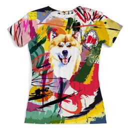 Заказать женскую футболку в Москве. Футболка с полной запечаткой (женская)  Собачка  от THE_NISE  - готовые дизайны и нанесение принтов.