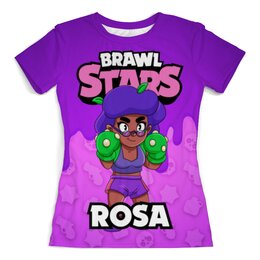 Заказать женскую футболку в Москве. Футболка с полной запечаткой (женская) BRAWL STARS ROSA от geekbox - готовые дизайны и нанесение принтов.
