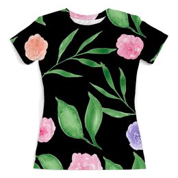 Заказать женскую футболку в Москве. Футболка с полной запечаткой (женская) сад цветов от THE_NISE  - готовые дизайны и нанесение принтов.