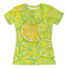 Заказать женскую футболку в Москве. Футболка с полной запечаткой (женская) Лимонный лайм от Vasilixa - готовые дизайны и нанесение принтов.