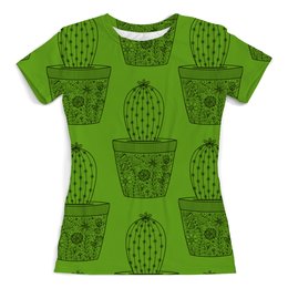 Заказать женскую футболку в Москве. Футболка с полной запечаткой (женская) кактусы от THE_NISE  - готовые дизайны и нанесение принтов.