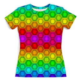Заказать женскую футболку в Москве. Футболка с полной запечаткой (женская) Hexagon от balden - готовые дизайны и нанесение принтов.