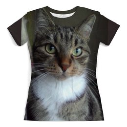 Заказать женскую футболку в Москве. Футболка с полной запечаткой (женская) кошка от azzerra@yandex.ru - готовые дизайны и нанесение принтов.