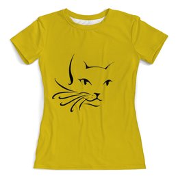 Заказать женскую футболку в Москве. Футболка с полной запечаткой (женская) Кошка от Виктор Гришин - готовые дизайны и нанесение принтов.