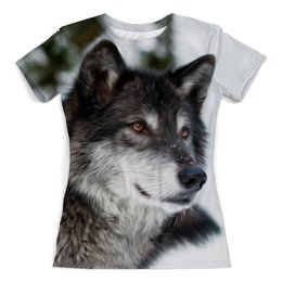 Заказать женскую футболку в Москве. Футболка с полной запечаткой (женская) Серый волк от weeert - готовые дизайны и нанесение принтов.