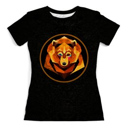 Заказать женскую футболку в Москве. Футболка с полной запечаткой (женская) Bear face от vphone - готовые дизайны и нанесение принтов.