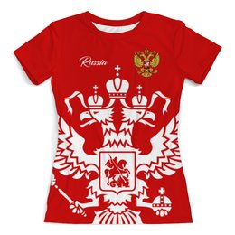 Заказать женскую футболку в Москве. Футболка с полной запечаткой (женская) Россия от geekbox - готовые дизайны и нанесение принтов.