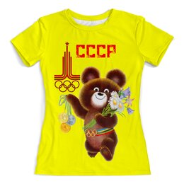 Заказать женскую футболку в Москве. Футболка с полной запечаткой (женская) Олимпийский мишка   от T-shirt print  - готовые дизайны и нанесение принтов.