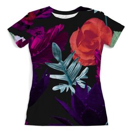 Заказать женскую футболку в Москве. Футболка с полной запечаткой (женская) Цветочный сад от THE_NISE  - готовые дизайны и нанесение принтов.