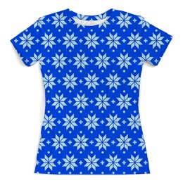 Заказать женскую футболку в Москве. Футболка с полной запечаткой (женская) Снежинки от THE_NISE  - готовые дизайны и нанесение принтов.