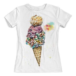 Заказать женскую футболку в Москве. Футболка с полной запечаткой (женская) Сладкое мороженое от Виктория  - готовые дизайны и нанесение принтов.