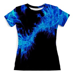 Заказать женскую футболку в Москве. Футболка с полной запечаткой (женская) Синие краски от THE_NISE  - готовые дизайны и нанесение принтов.