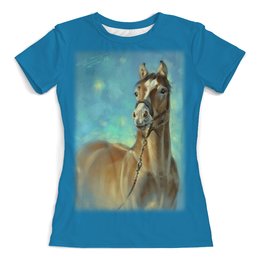 Заказать женскую футболку в Москве. Футболка с полной запечаткой (женская) Лошадь от 50dd - готовые дизайны и нанесение принтов.