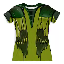 Заказать женскую футболку в Москве. Футболка с полной запечаткой (женская) Кожаные зеленые мотивы от Alexey Evsyunin - готовые дизайны и нанесение принтов.