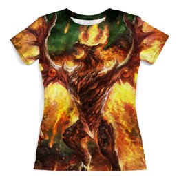 Заказать женскую футболку в Москве. Футболка с полной запечаткой (женская) огненный дракон от galaxy secret - готовые дизайны и нанесение принтов.