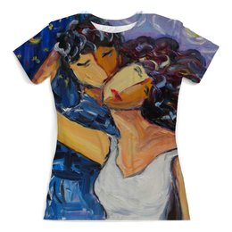 Заказать женскую футболку в Москве. Футболка с полной запечаткой (женская) Поцелуй ночи от rikart - готовые дизайны и нанесение принтов.