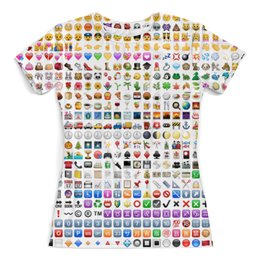 Заказать женскую футболку в Москве. Футболка с полной запечаткой (женская) Emoji смайлики от Юрий Чингаев - готовые дизайны и нанесение принтов.