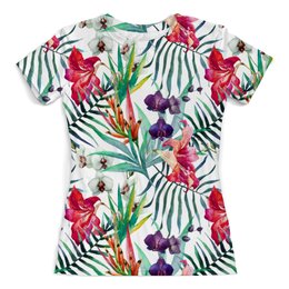 Заказать женскую футболку в Москве. Футболка с полной запечаткой (женская) Экзотические цветы от zen4@bk.ru - готовые дизайны и нанесение принтов.