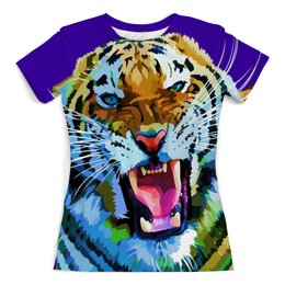 Заказать женскую футболку в Москве. Футболка с полной запечаткой (женская) Амурский тигр  от Violet - готовые дизайны и нанесение принтов.