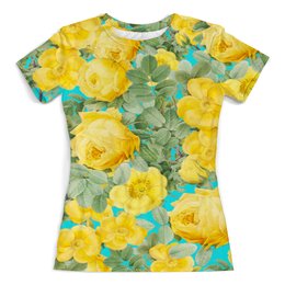 Заказать женскую футболку в Москве. Футболка с полной запечаткой (женская) желтые цветы от THE_NISE  - готовые дизайны и нанесение принтов.