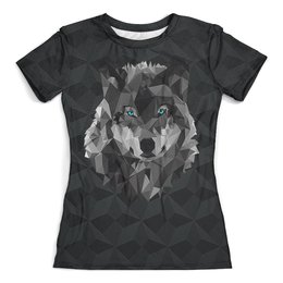 Заказать женскую футболку в Москве. Футболка с полной запечаткой (женская) Geometric Wolf от balden - готовые дизайны и нанесение принтов.