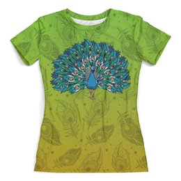 Заказать женскую футболку в Москве. Футболка с полной запечаткой (женская) Peacock от balden - готовые дизайны и нанесение принтов.