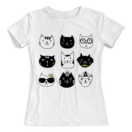 Заказать женскую футболку в Москве. Футболка с полной запечаткой (женская) Милые котики от Amerikanka - готовые дизайны и нанесение принтов.