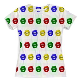 Заказать женскую футболку в Москве. Футболка с полной запечаткой (женская) Цветные губы от THE_NISE  - готовые дизайны и нанесение принтов.