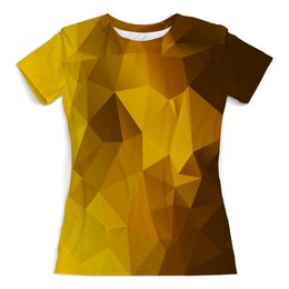 Заказать женскую футболку в Москве. Футболка с полной запечаткой (женская) Gold Polygon от THE_NISE  - готовые дизайны и нанесение принтов.