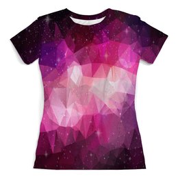 Заказать женскую футболку в Москве. Футболка с полной запечаткой (женская) Pink Polygon от THE_NISE  - готовые дизайны и нанесение принтов.