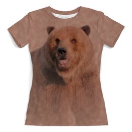 Заказать женскую футболку в Москве. Футболка с полной запечаткой (женская) Медведь от valezar - готовые дизайны и нанесение принтов.
