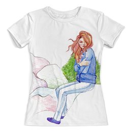 Заказать женскую футболку в Москве. Футболка с полной запечаткой (женская) Девушка от baters182 - готовые дизайны и нанесение принтов.