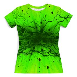 Заказать женскую футболку в Москве. Футболка с полной запечаткой (женская) Узор на зеленом от THE_NISE  - готовые дизайны и нанесение принтов.