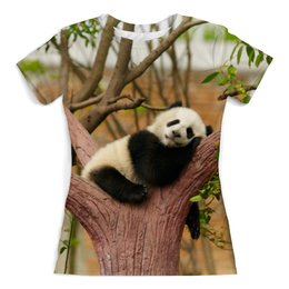 Заказать женскую футболку в Москве. Футболка с полной запечаткой (женская) Панда от Violet - готовые дизайны и нанесение принтов.