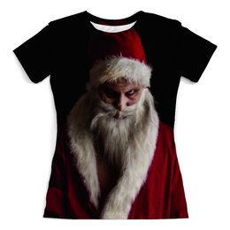 Заказать женскую футболку в Москве. Футболка с полной запечаткой (женская) Evil Santa от vphone - готовые дизайны и нанесение принтов.