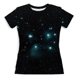Заказать женскую футболку в Москве. Футболка с полной запечаткой (женская) Звездное скопление от Niq=D - готовые дизайны и нанесение принтов.