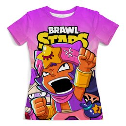 Заказать женскую футболку в Москве. Футболка с полной запечаткой (женская) BRAWL STARS SANDY  от geekbox - готовые дизайны и нанесение принтов.