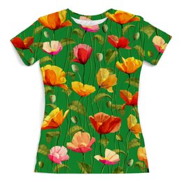Заказать женскую футболку в Москве. Футболка с полной запечаткой (женская) Цветы от THE_NISE  - готовые дизайны и нанесение принтов.