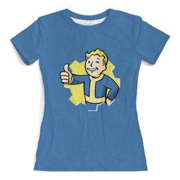 Заказать женскую футболку в Москве. Футболка с полной запечаткой (женская) Vault Boy от AJIUK - готовые дизайны и нанесение принтов.