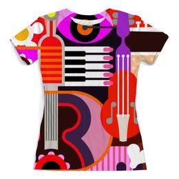 Заказать женскую футболку в Москве. Футболка с полной запечаткой (женская) Музыкальная абстракция от T-shirt print  - готовые дизайны и нанесение принтов.