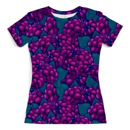 Заказать женскую футболку в Москве. Футболка с полной запечаткой (женская) виноград от THE_NISE  - готовые дизайны и нанесение принтов.
