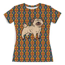 Заказать женскую футболку в Москве. Футболка с полной запечаткой (женская) Собака от svetlanas - готовые дизайны и нанесение принтов.