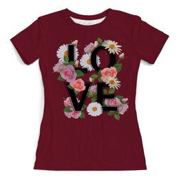 Заказать женскую футболку в Москве. Футболка с полной запечаткой (женская) Цветы от THE_NISE  - готовые дизайны и нанесение принтов.