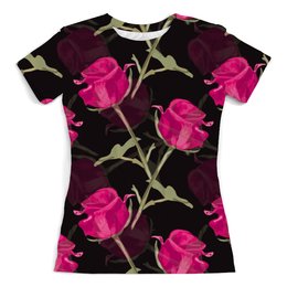 Заказать женскую футболку в Москве. Футболка с полной запечаткой (женская) Бутоны роз от THE_NISE  - готовые дизайны и нанесение принтов.
